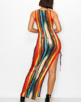 Multicolor Side Split Maxi Dress