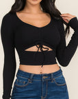 Long Sleeve Cutout Crop Top
