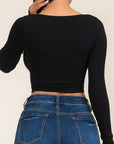 Long Sleeve Cutout Crop Top