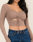 Long Sleeve Cutout Crop Top