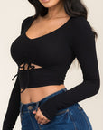 Long Sleeve Cutout Crop Top