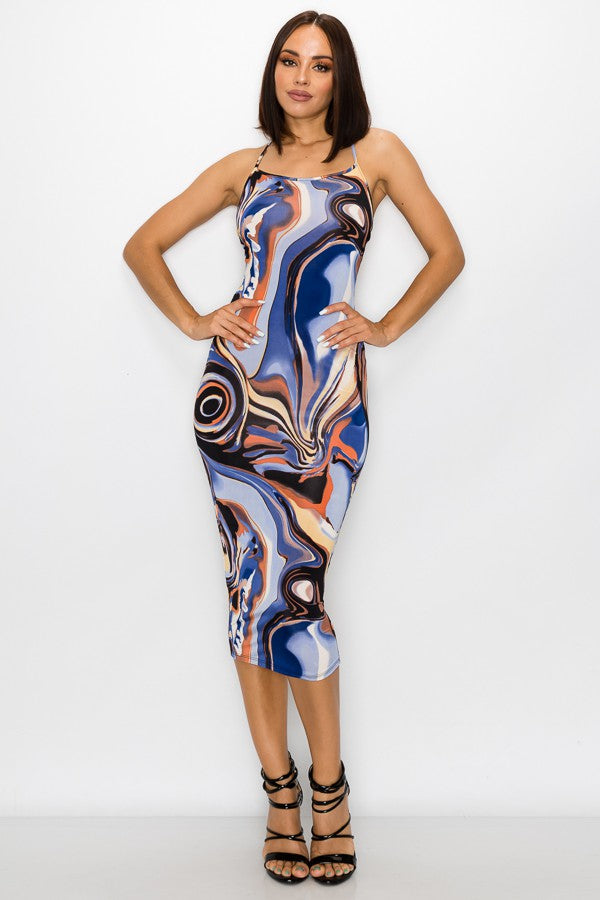 blue marble bodycon dress High Neck Long Sleeve Mini Bodycon Dress In Blue Marble Print Mesh | EGO US