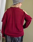 Plus Size Open Shoulder Blouse