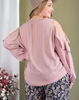 Plus Size Open Shoulder Blouse
