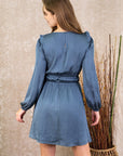 Smocked Waist Long Sleeve Mini Dress
