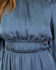 Smocked Waist Long Sleeve Mini Dress