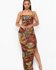 Animal Print Spaghetti Strap Dress