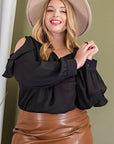 Plus Size Open Shoulder Blouse