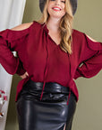 Plus Size Open Shoulder Blouse