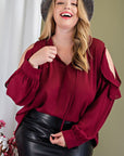 Plus Size Open Shoulder Blouse