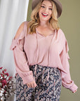 Plus Size Open Shoulder Blouse