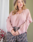 Plus Size Open Shoulder Blouse