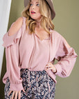 Plus Size Open Shoulder Blouse