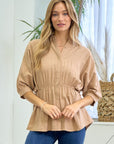 Dolman Sleeve Button Down Blouse