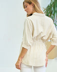 Dolman Sleeve Button Down Blouse