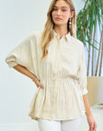 Dolman Sleeve Button Down Blouse