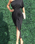 One Shoulder Ruched Bodycon Dress
