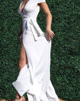 Short Sleeve Wrap Maxi Dress