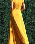 Short Sleeve Wrap Maxi Dress