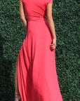 Short Sleeve Wrap Maxi Dress