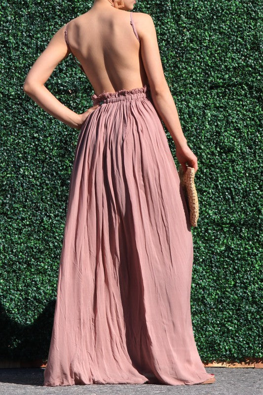 Lacey Backless Maxi Dress L / Mocha Lacey Backless Maxi Dress L / Mocha