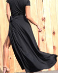 Short Sleeve Wrap Maxi Dress