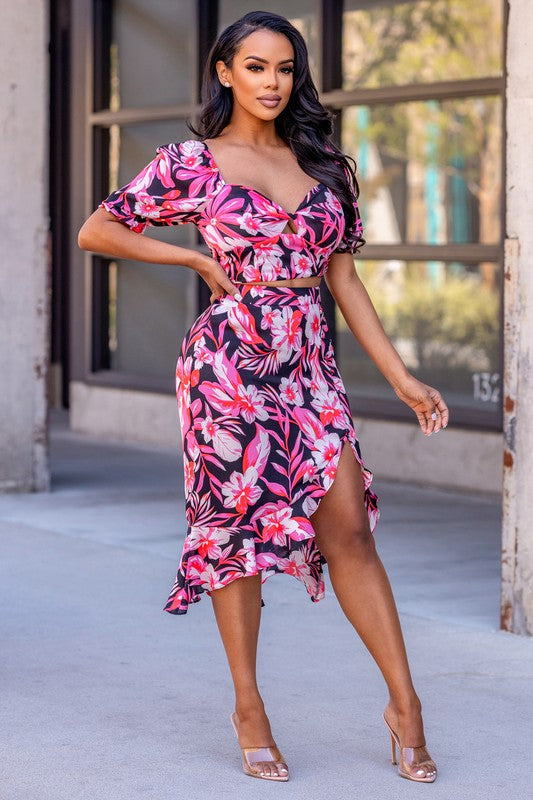 Sweetheart Crop Top and Skirt Set