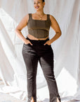 Plus Size Slit Front Jeans