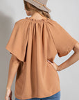 V-Neck Short Sleeve Blouse