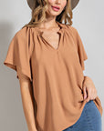 V-Neck Short Sleeve Blouse