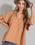 V-Neck Short Sleeve Blouse