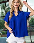 V-Neck Short Sleeve Blouse