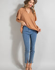 V-Neck Short Sleeve Blouse