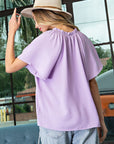 V-Neck Short Sleeve Blouse