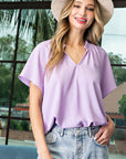 V-Neck Short Sleeve Blouse