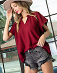 V-Neck Short Sleeve Blouse