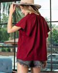 V-Neck Short Sleeve Blouse