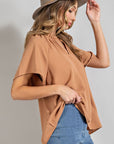 V-Neck Short Sleeve Blouse