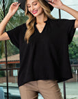 V-Neck Short Sleeve Blouse