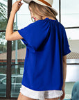 V-Neck Short Sleeve Blouse