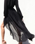 Long Sleeve Belted Maxi Dress