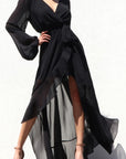 Long Sleeve Belted Maxi Dress