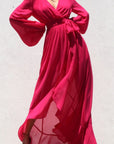 Long Sleeve Belted Maxi Dress