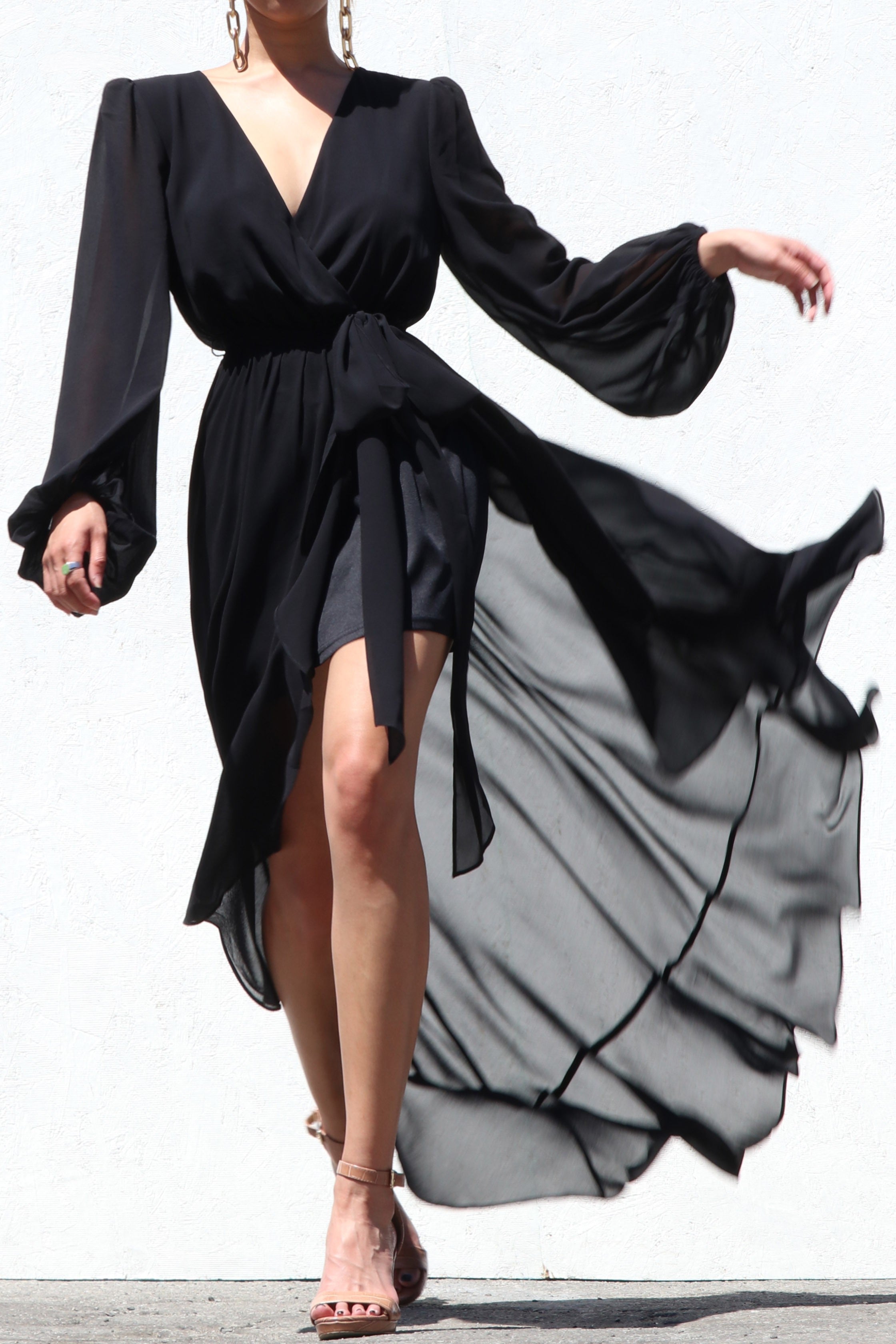 Long Sleeve Belted Maxi Dress S / Black Long Sleeve Belted Maxi Dress S / Black