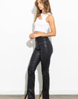 Front Split Faux Leather Pants