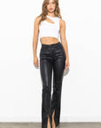 Front Split Faux Leather Pants
