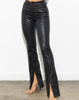 Front Split Faux Leather Pants