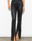 Front Split Faux Leather Pants