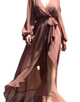 Long Sleeve Belted Maxi Dress