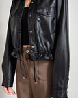Cropped Faux Leather Jacket
